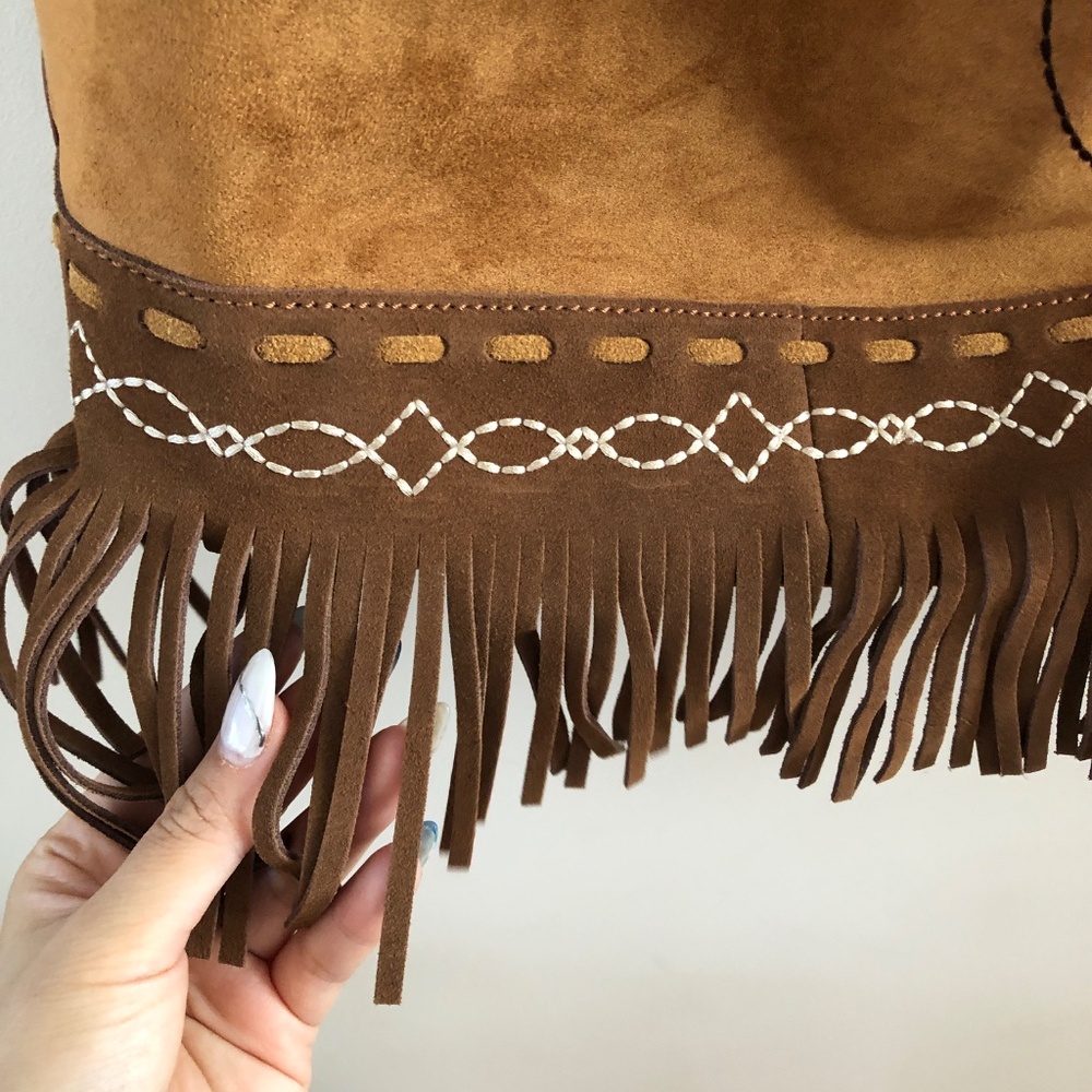 Oversized Montana West Tan Hobo Bag with Fringe NWT - Picture 6 of 9